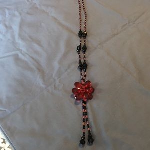 Beautiful red and black beaded necklace!